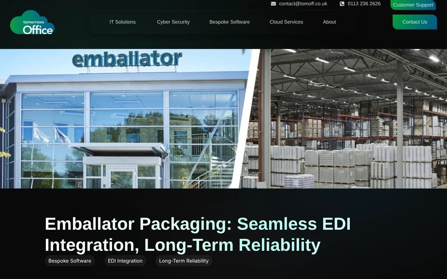 The Emballator Packaging case study page: Seamless EDI Integration, Long-Term Reliability