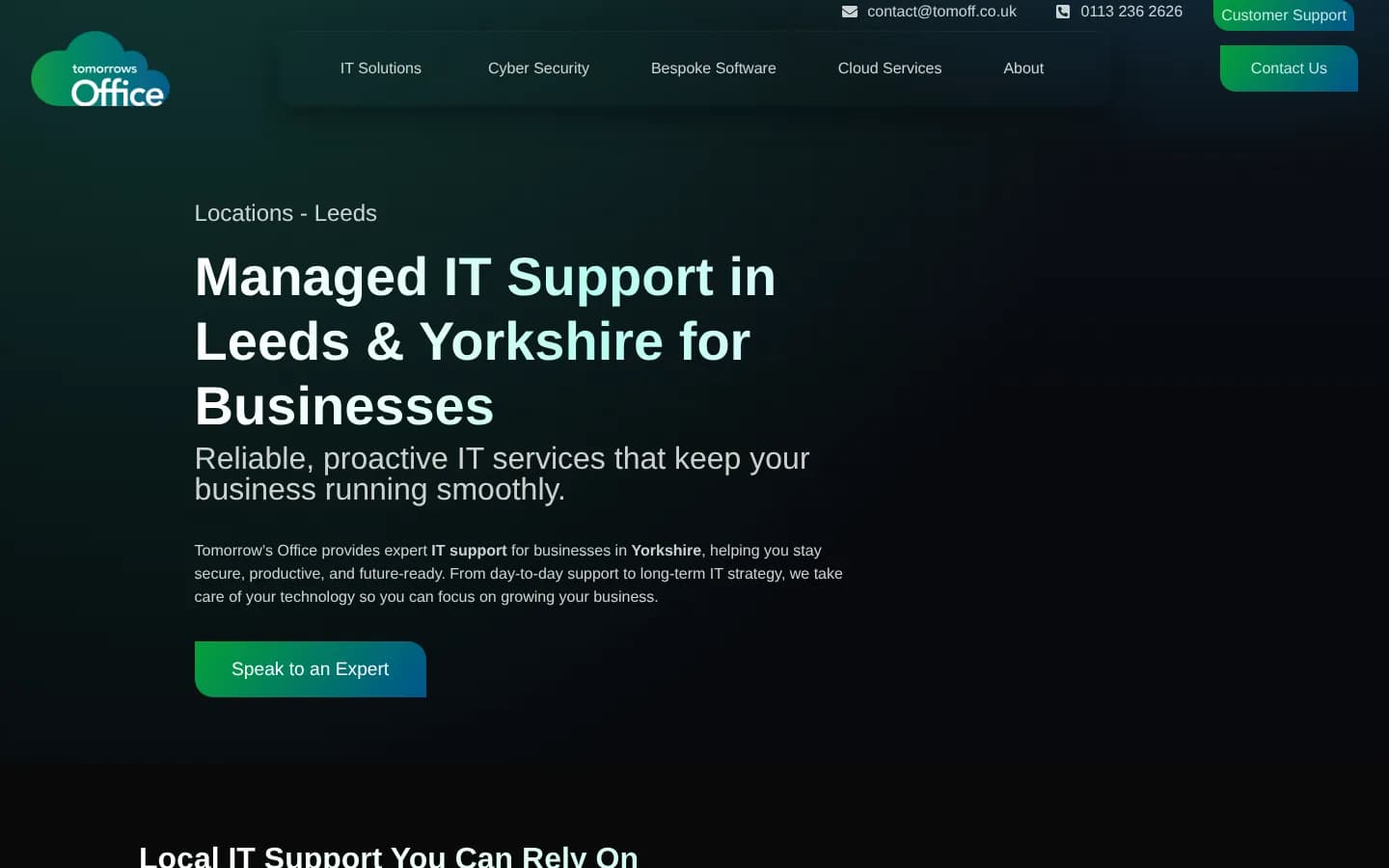 Managed IT Support in Leeds and Yorkshire for Businesses, the Leeds location page