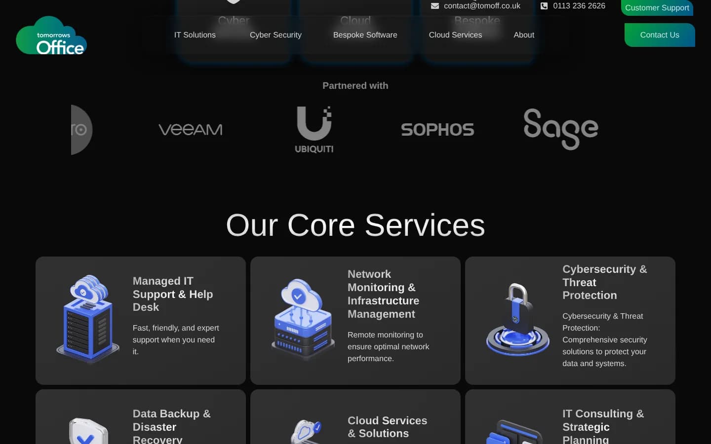 The Partnered with logo strip above Our Core Services